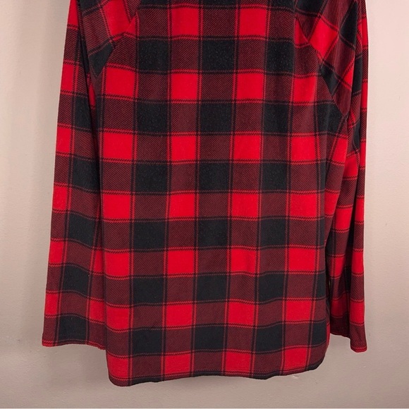 XL SONOMA RED BLACK FLEECE PLAID FLANNEL CASUAL COZY LONG SLEEVE WOMENS - Picture 8 of 12